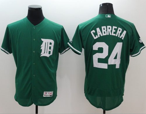 Tigers #24 Miguel Cabrera Green Celtic Flexbase Authentic Collection Stitched Jersey