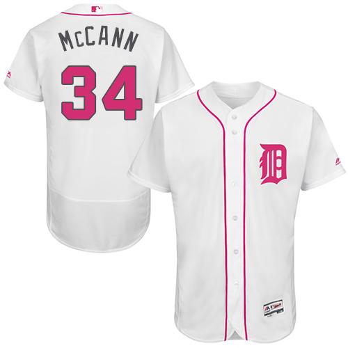 Tigers #34 James McCann White Flexbase Authentic Collection 2016 Mother's Day Stitched Jersey