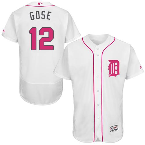 Tigers #12 Anthony Gose White Flexbase Authentic Collection 2016 Mother's Day Stitched Jersey