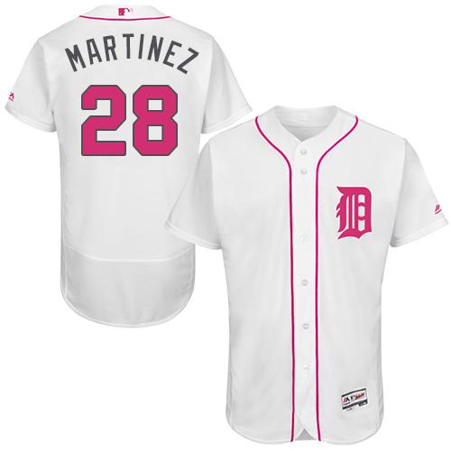 Tigers #28 J. D. Martinez White Flexbase Authentic Collection 2016 Mother's Day Stitched Jersey