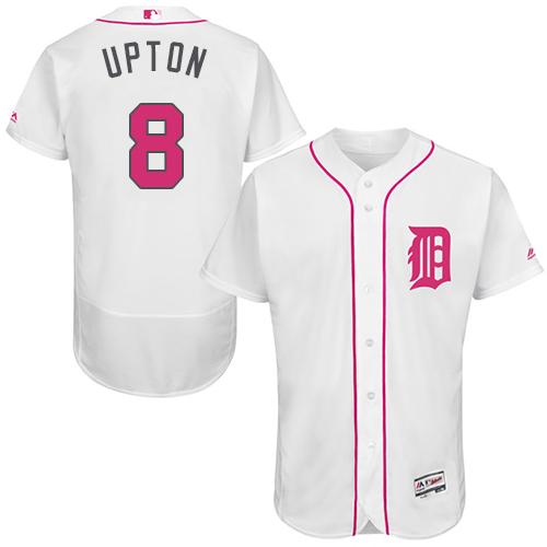 Tigers #8 Justin Upton White Flexbase Authentic Collection 2016 Mother's Day Stitched Jersey
