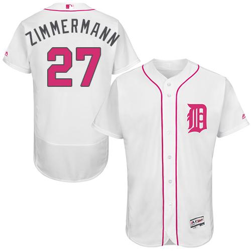 Tigers #27 Jordan Zimmermann White Flexbase Authentic Collection 2016 Mother's Day Stitched Jersey