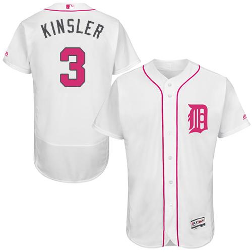 Tigers #3 Ian Kinsler White Flexbase Authentic Collection 2016 Mother's Day Stitched Jersey