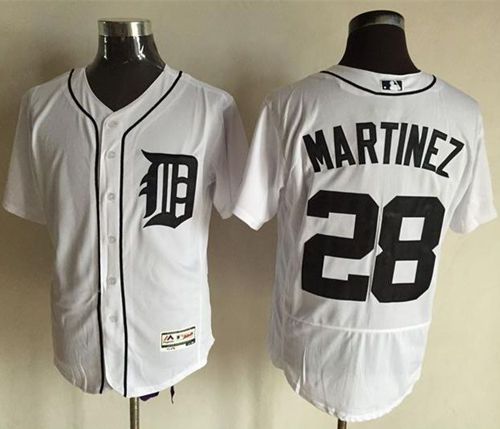 Tigers #28 J. D. Martinez White Flexbase Authentic Collection Stitched Jersey