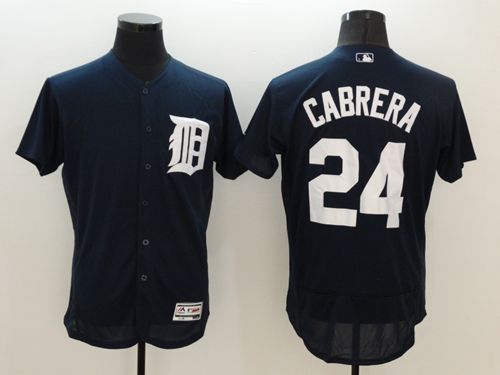 Tigers #24 Miguel Cabrera Navy Blue Flexbase Authentic Collection Stitched Jersey