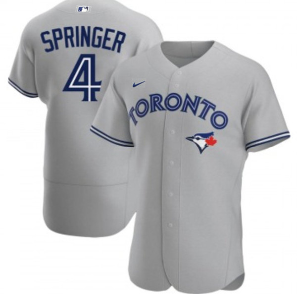 Toronto Blue Jays #4 George Springer Gray Flex Base Stitched Jersey