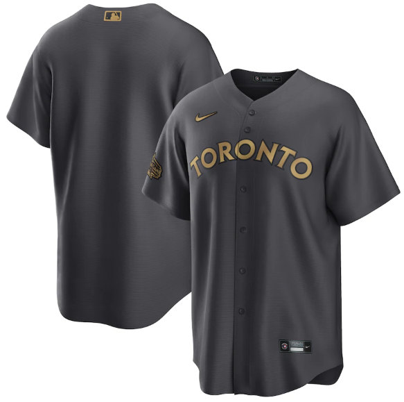 Toronto Blue Jays Blank Charcoal 2022 All-Star Cool Base Stitched Baseball Jersey