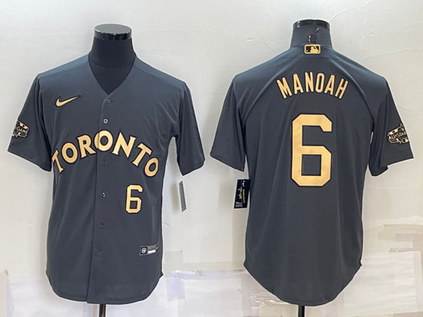 Toronto Blue Jays #6 Alek Manoah Charcoal 2022 All-Star Cool Base Stitched Baseball Jersey