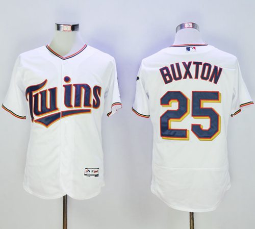 Twins #25 Byron Buxton White Flexbase Authentic Collection Stitched Jersey