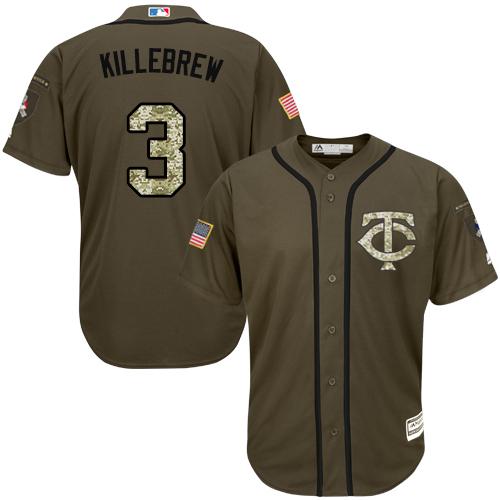 Twins #3 Harmon Killebrew Green Salute To Service Stitched Jersey
