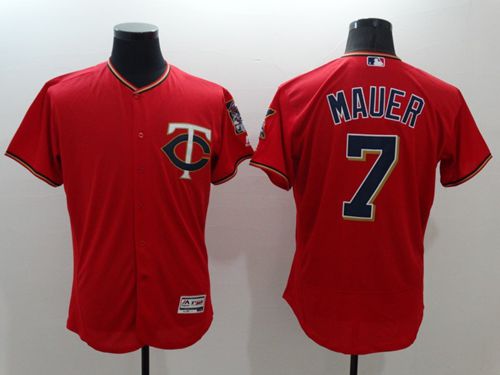 Twins #7 Joe Mauer Red Flexbase Authentic Collection Stitched Jersey