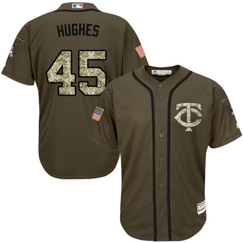 Twins #45 Phil Hughes Green Salute To Service Stitched Jersey