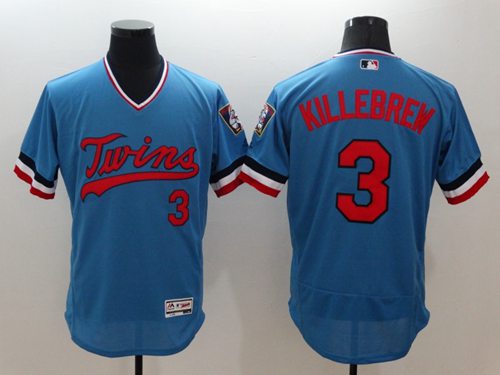 Twins #3 Harmon Killebrew Light Blue Flexbase Authentic Collection Cooperstown Stitched Jersey