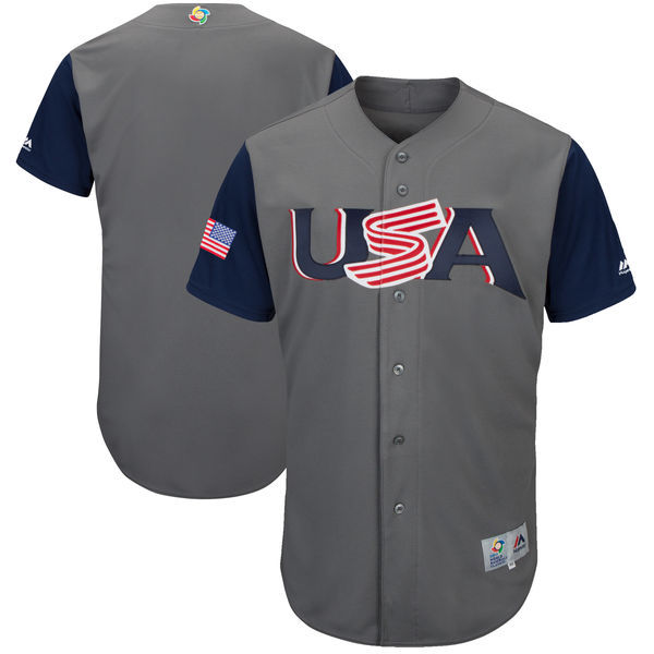 USA Baseball Majestic Gray 2017 World Baseball Classic Team Stitched WBC Jersey