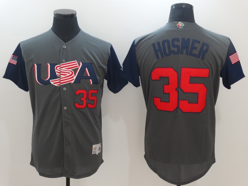 USA Baseball #35 Eric Hosmer Gray 2017 World Baseball Classic Stitched WBC Jersey