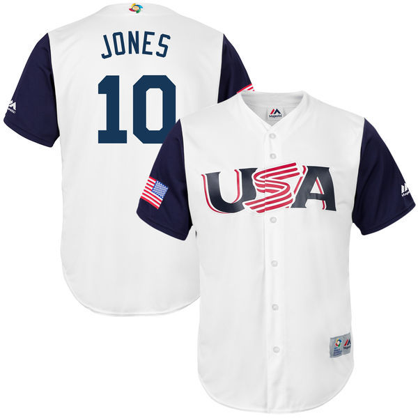 USA Baseball #10 Adam Jones White 2017 World Baseball Classic Stitched WBC Jersey