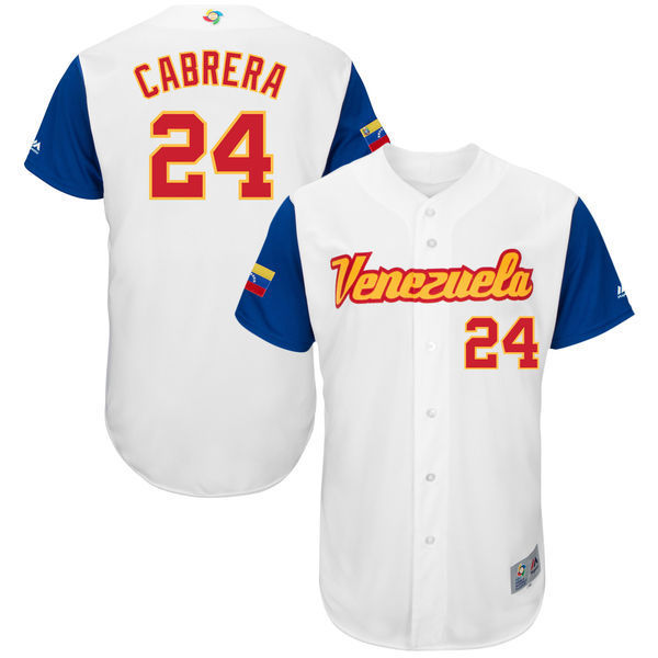 Venezuela Baseball #24 Miguel Cabrera White 2017 World Baseball Classic Stitched WBC Jersey