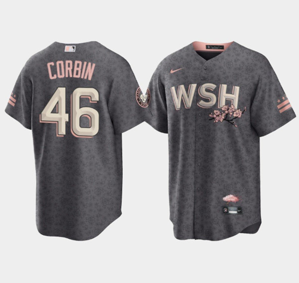 Washington Nationals #46 Patrick Corbin 2022 Gray City Connect Cherry Blossom Cool Base Stitched Jersey