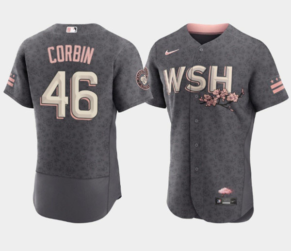 Washington Nationals #46 Patrick Corbin 2022 Gray City Connect Cherry Blossom Flex Base Stitched Jersey