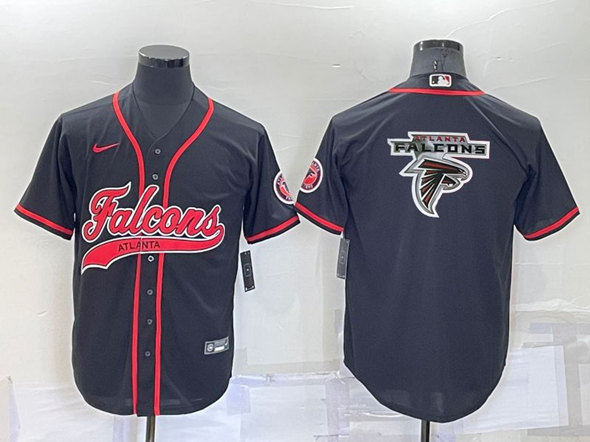 Atlanta Falcons Black Team Big Logo With Patch Cool Base Stitched Baseball Jersey