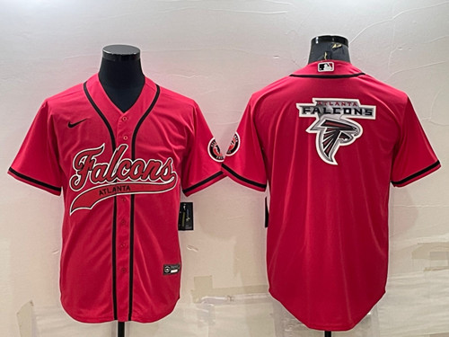 Atlanta Falcons Red Team Big Logo With Patch Cool Base Stitched Baseball Jersey