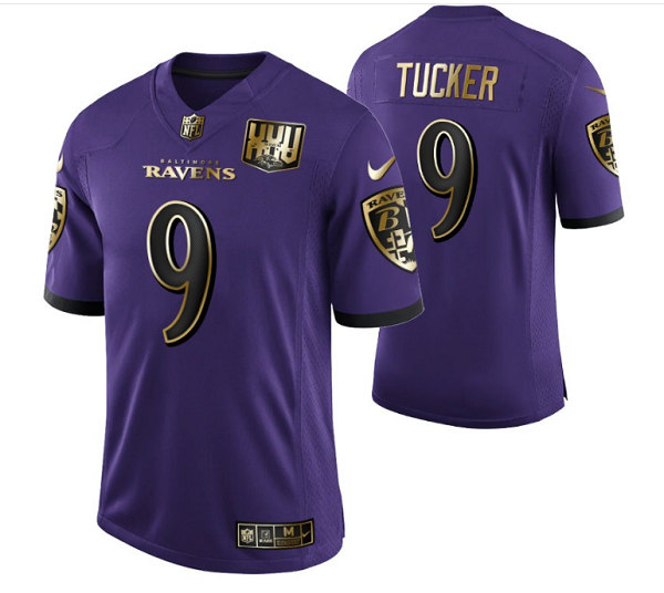 Baltimore Ravens #9 Justin Tucker Purple Golden Limited Stitched Jersey