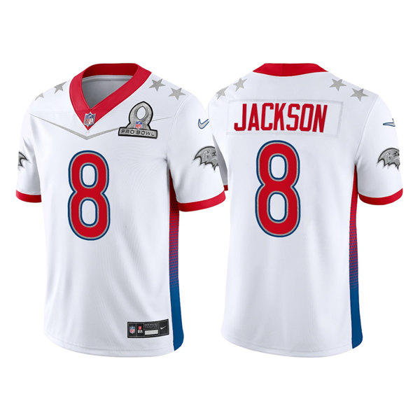 Baltimore Ravens #8 Lamar Jackson 2022 White Pro Bowl Stitched Jersey