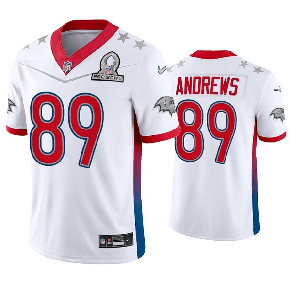 Baltimore Ravens #89 Mark Andrews 2022 White AFC Pro Bowl Stitched Jersey