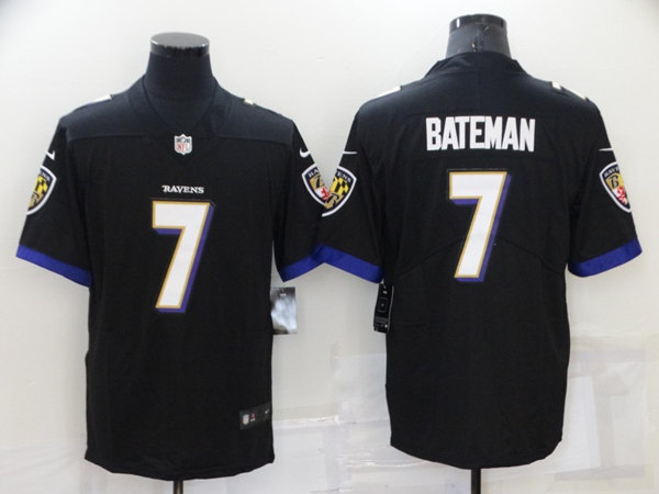 Baltimore Ravens #7 Rashod Bateman Black Vapor Untouchable Limited Stitched Jersey