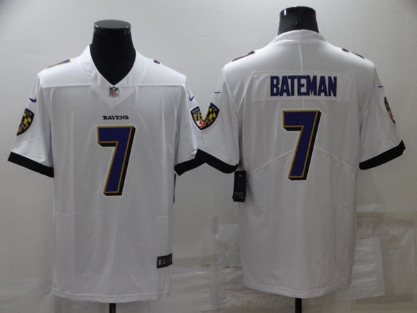 Baltimore Ravens #7 Rashod Bateman White Vapor Untouchable Limited Stitched Jersey