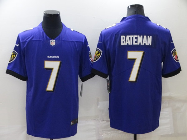 Baltimore Ravens #7 Rashod Bateman Purple Vapor Untouchable Limited Stitched Jersey
