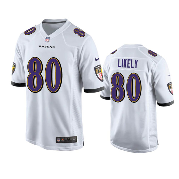 Baltimore Ravens #80 Isaiah Likely White Game Jersey