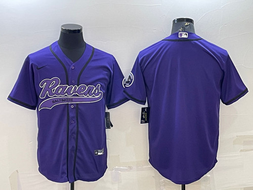 Baltimore Ravens Blank Purple With Patch Cool Base Stitched Baseball Jersey