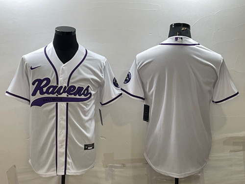Baltimore Ravens Blank White With Patch Cool Base Stitched Baseball Jersey
