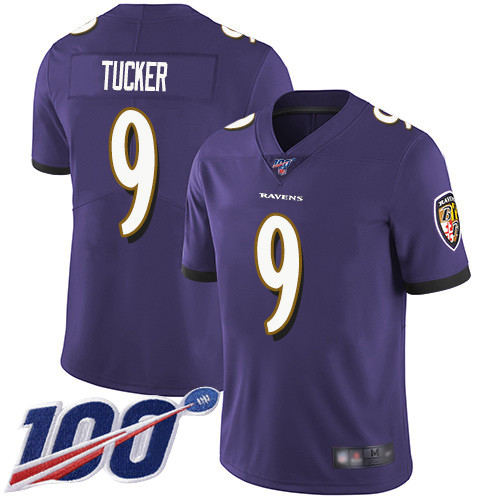 Baltimore Ravens #9 Justin Tucker Purple 2019 100th Season Vapor Untouchable Limited Jersey