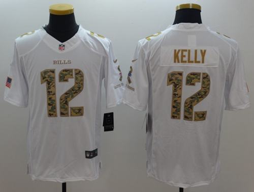 Bills #12 Jim Kelly White Stitched Limited Salute To Service Nike Jersey