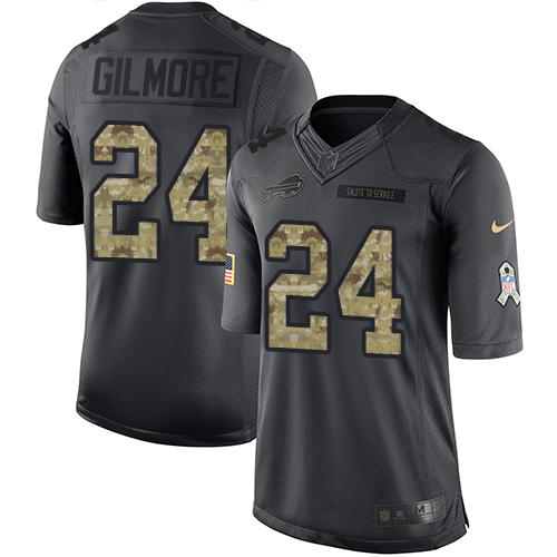 Bills #24 Stephon Gilmore Black Stitched Limited 2016 Salute To Service Nike Jersey