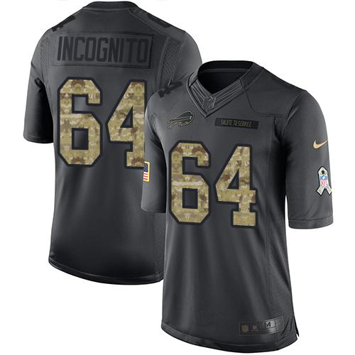 Bills #64 Richie Incognito Black Stitched Limited 2016 Salute To Service Nike Jersey