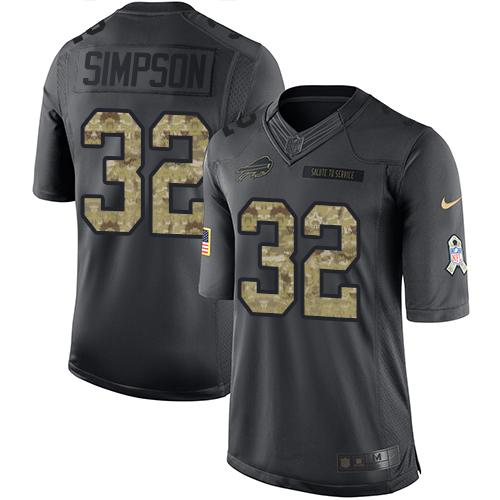 Bills #32 O. J. Simpson Black Stitched Limited 2016 Salute To Service Nike Jersey