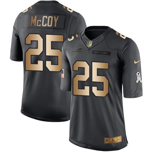 Bills #25 LeSean McCoy Black Stitched Limited Gold Salute To Service Nike Jersey