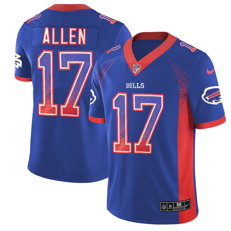 Bills #17 Josh Allen Blue 2018 Drift Fashion Color Rush Limited Stitched Jersey