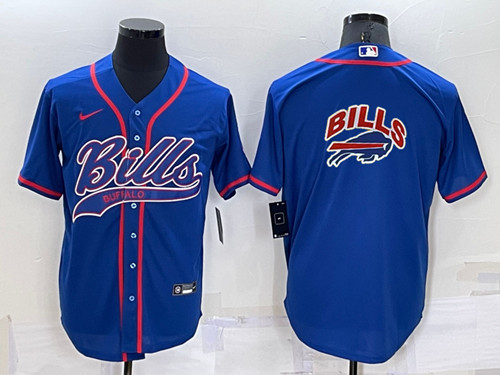 Buffalo Bills Royal Team Big Logo With Patch Cool Base Stitched Baseball Jersey