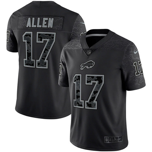 Buffalo Bills #17 Josh Allen Black Reflective Limited Stitched Football Jersey