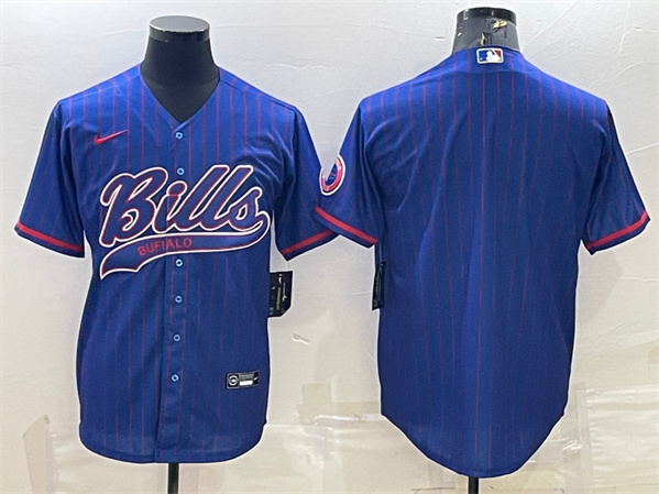 Buffalo Bills Team Big Logo With Patch Cool Base Stitched Baseball Jersey