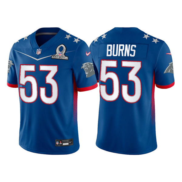 Carolina Panthers #53 Brian Burns 2022 Royal Pro Bowl Stitched Jersey