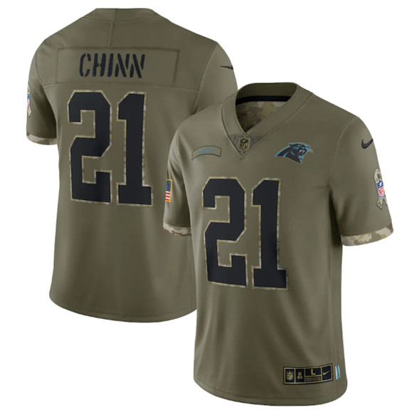 Carolina Panthers #21 Jeremy Chinn 2022 Olive Salute To Service Limited Stitched Jersey