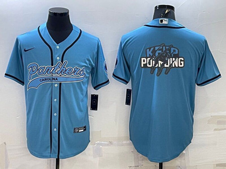 Carolina Panthers Blue Team Big Logo With Patch Cool Base Stitched Baseball Jersey