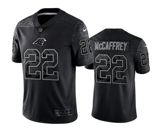 Carolina Panthers #22 Christian McCaffrey Black Reflective Limited Stitched Football Jersey