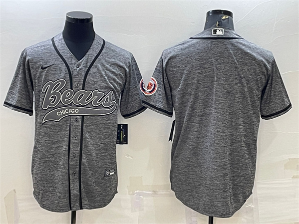 Chicago Bears Blank Gray With Patch Cool Base Stitched Baseball Jersey