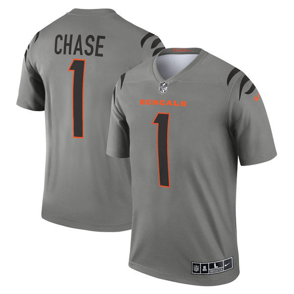 Cincinnati Bengals #1 Ja'Marr Chase Gray Stitched Jersey